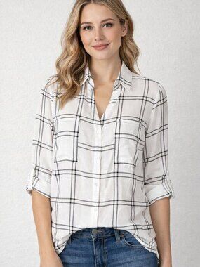 Fortune + Ivy Christelle Roll Tab Button Down Top | Size Small to Medium